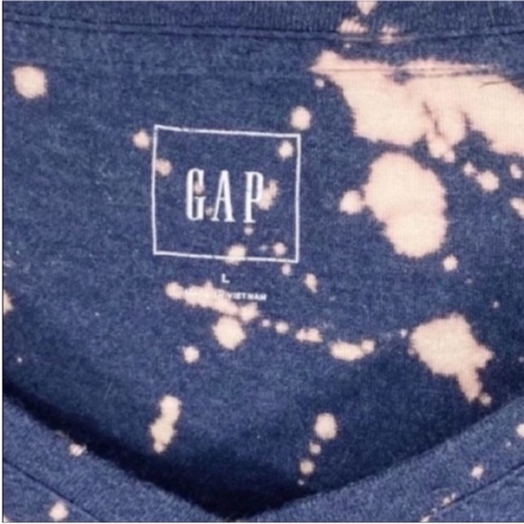 GAP crop cut out bleach tie dye T-shirt top L - Picture 8 of 9